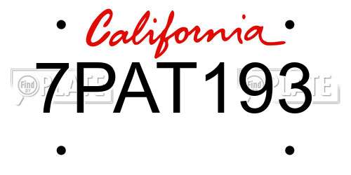 7PAT193 California License Plate