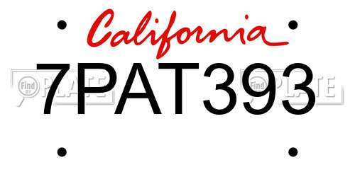7PAT393 California License Plate