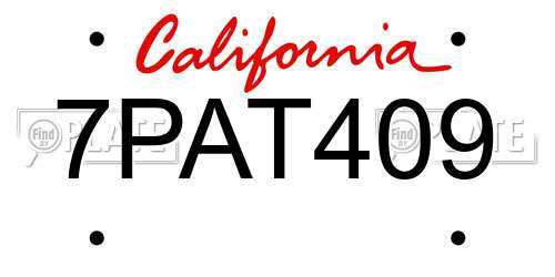 7PAT409 California License Plate