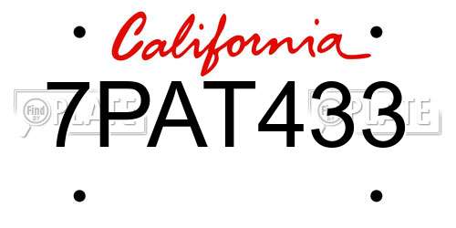 7PAT433 California License Plate