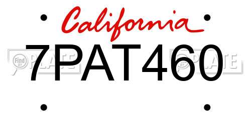 7PAT460 California License Plate