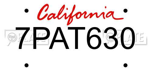 7PAT630 California License Plate
