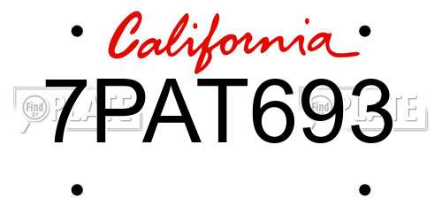 7PAT693 California License Plate