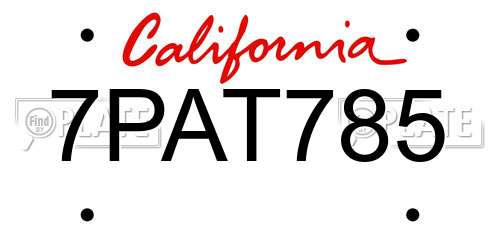 7PAT785 California License Plate