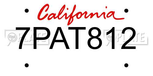 7PAT812 California License Plate