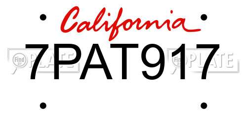 7PAT917 California License Plate