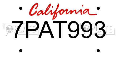 7PAT993 California License Plate