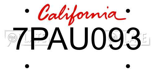 7PAU093 California License Plate