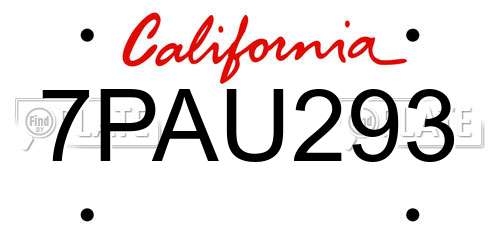 7PAU293 California License Plate