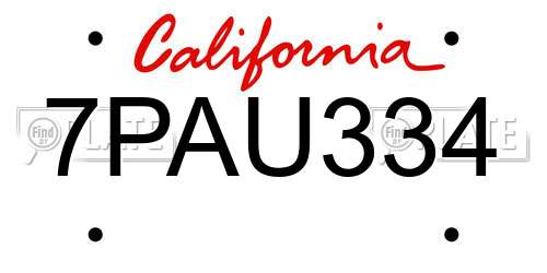 7PAU334 California License Plate