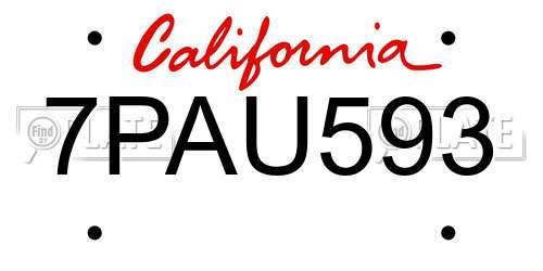 7PAU593 California License Plate
