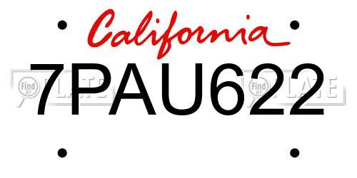 7PAU622 California License Plate