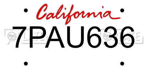 7PAU636 California License Plate