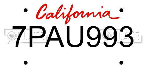 7PAU993 California License Plate