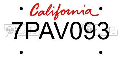 7PAV093 California License Plate