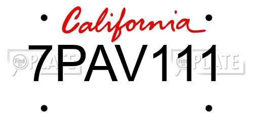 7PAV111 California License Plate