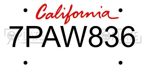 7PAW836 California License Plate