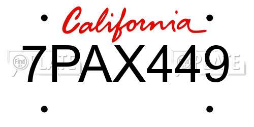 7PAX449 California License Plate
