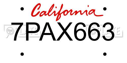 7PAX663 California License Plate