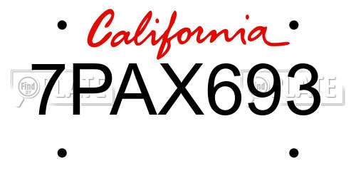7PAX693 California License Plate