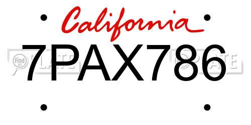 7PAX786 California License Plate