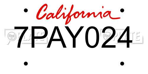 7PAY024 California License Plate