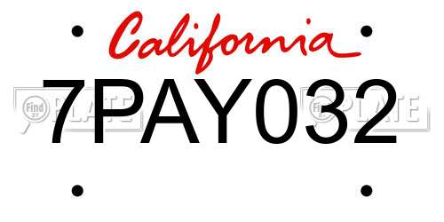 7PAY032 California License Plate