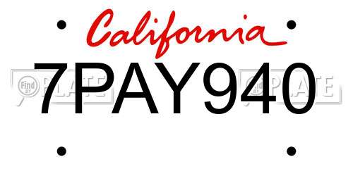 7PAY940 California License Plate