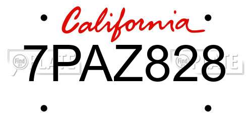 7PAZ828 California License Plate