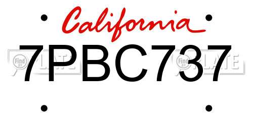 7PBC737 California License Plate