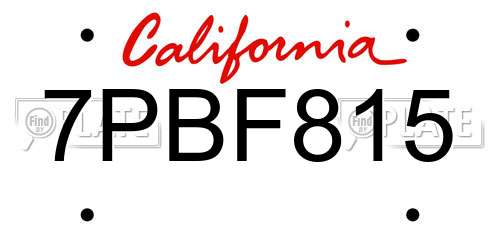 7PBF815 California License Plate