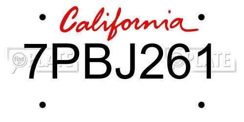 7PBJ261 California License Plate