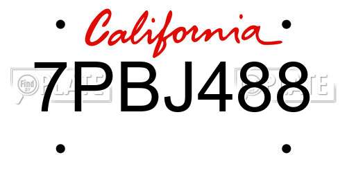 7PBJ488 California License Plate