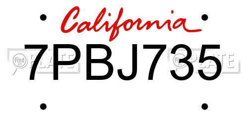 7PBJ735 California License Plate