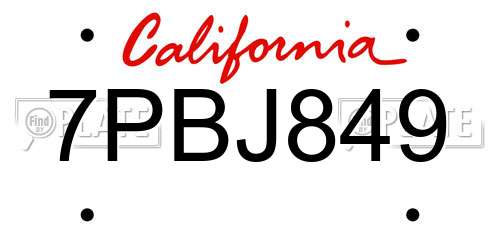 7PBJ849 California License Plate