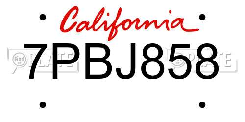 7PBJ858 California License Plate