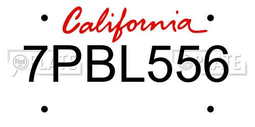 7PBL556 California License Plate