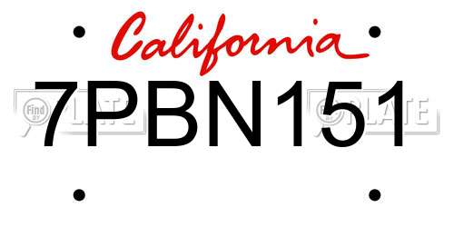 7PBN151 California License Plate