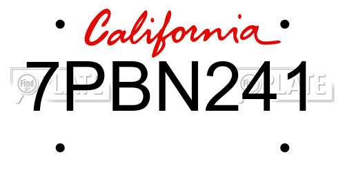 7PBN241 California License Plate