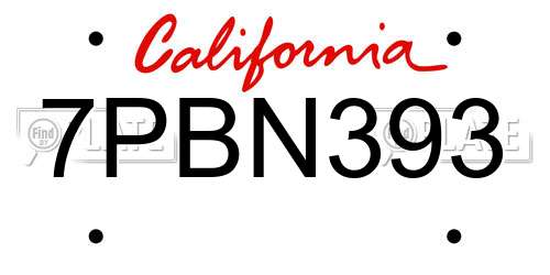 7PBN393 California License Plate