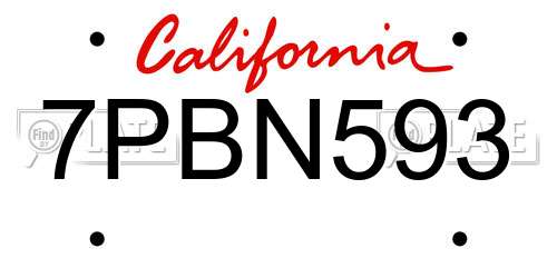 7PBN593 California License Plate