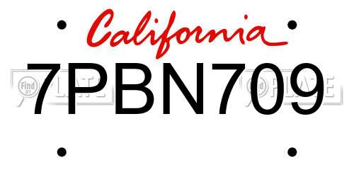 7PBN709 California License Plate