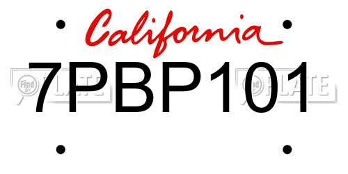 7PBP101 California License Plate