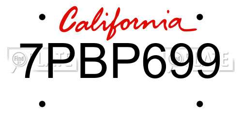 7PBP699 California License Plate