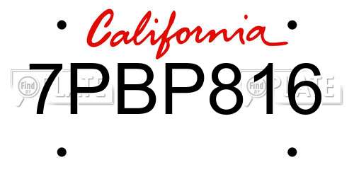 7PBP816 California License Plate