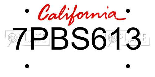 7PBS613 California License Plate