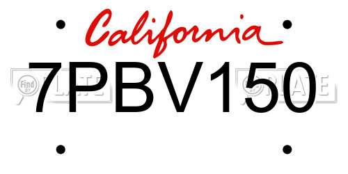 7PBV150 California License Plate