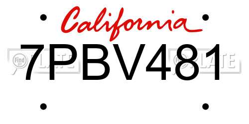 7PBV481 California License Plate