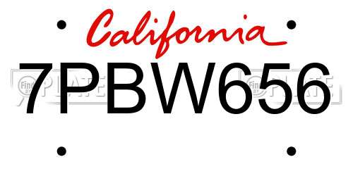 7PBW656 California License Plate