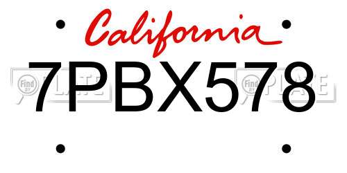 7PBX578 California License Plate